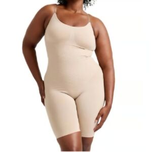 High-Compression Nude Shaping Bodysuit with Adjustable Straps